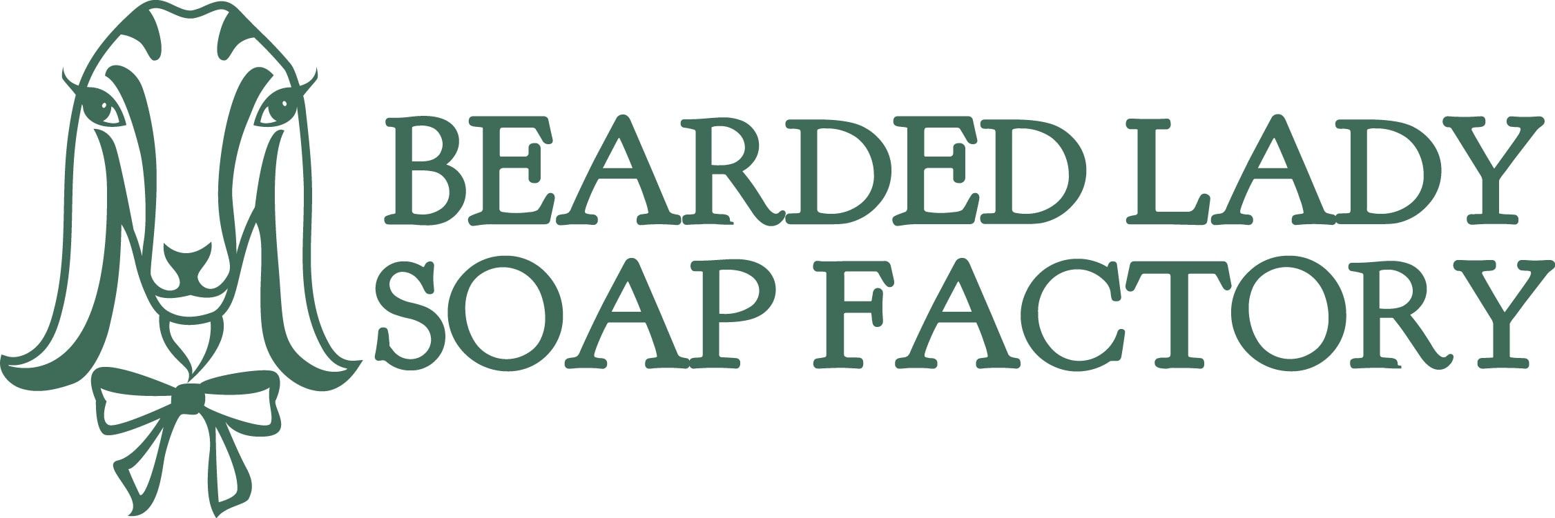 Logo for Bearded Lady Soap features the head of a goat with long eyelashes and a bow tie, placed to the left of the BEARDED LADY SOAP name in all capital letters. - Market Design Team: Define. Structure. Expand.