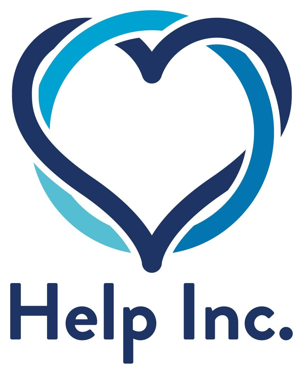 A stylized heart logo in blue and teal above the words 