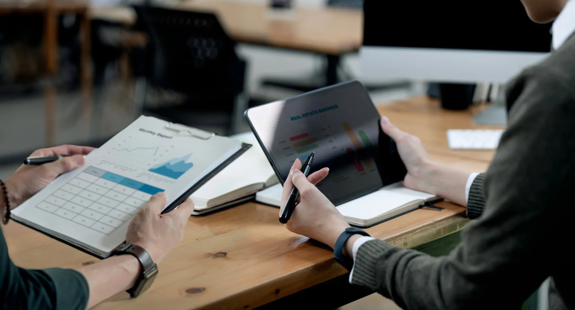 Business Consulting meeting working and brainstorming new project and investment. - Market Design Team: Define. Structure. Expand.